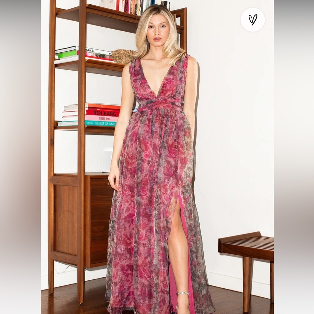 Magenta Floral Print Maxi Dress